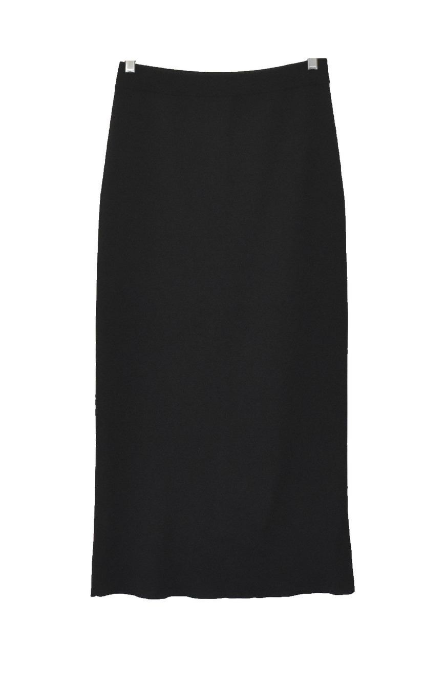 A5 Auth EILEEN FISHER Black 100% Wool Knit Midi Pencil Skirt Size M